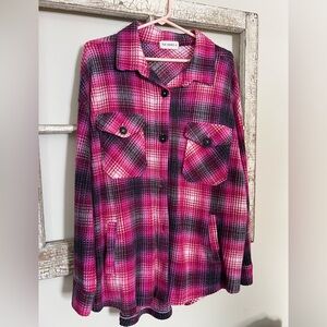 Pink Plaid Button-Up Shacket